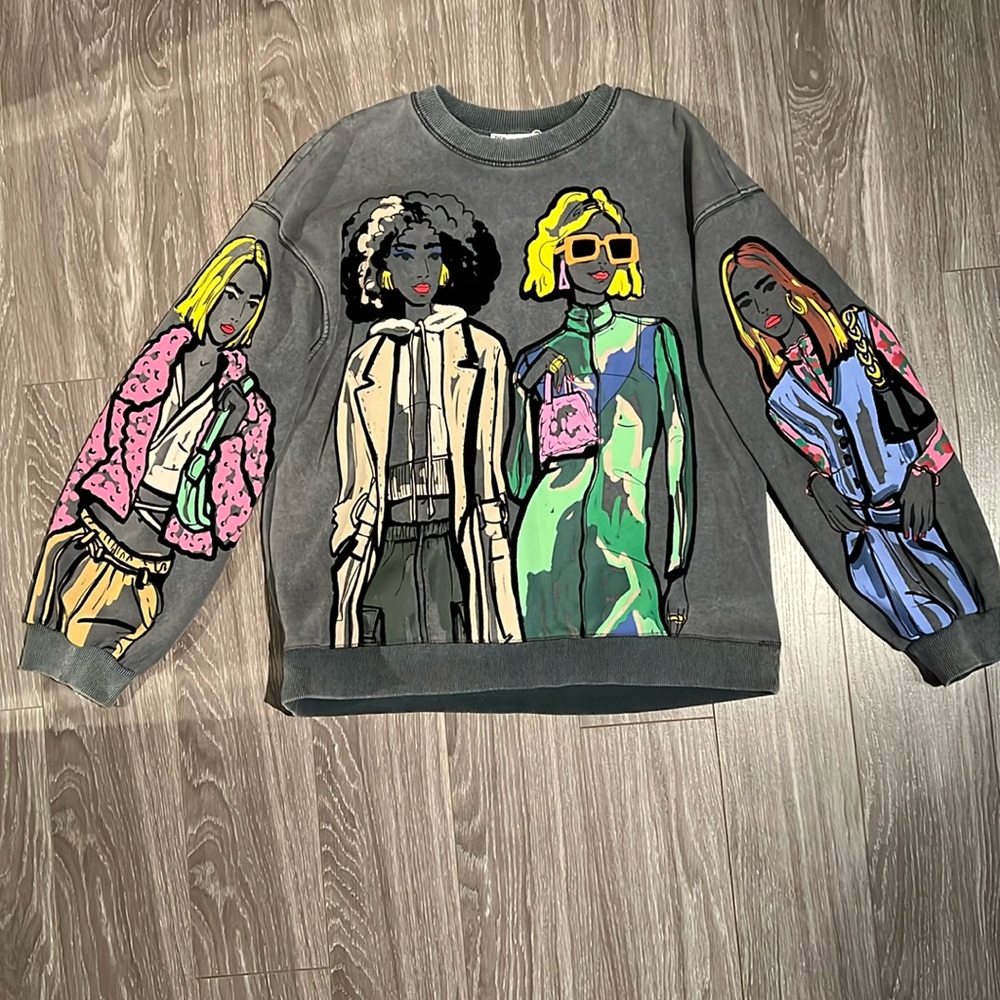 Original Zara Girl abstract sweat shirt size L like new!